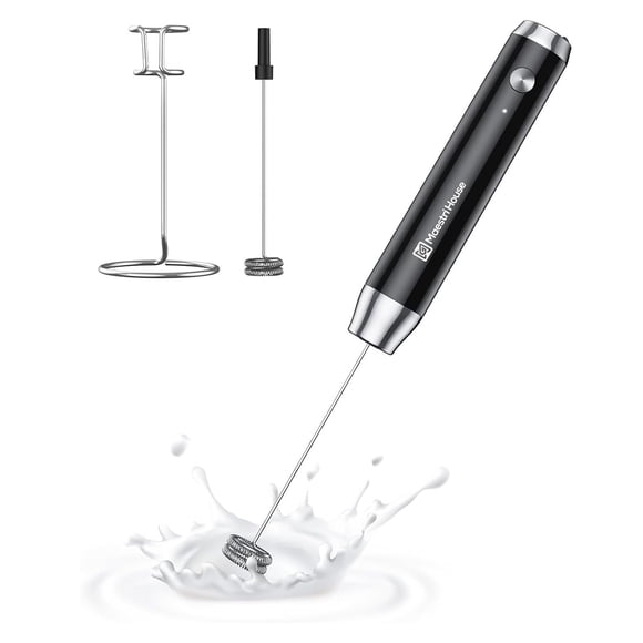 Maestri House Rechargeable Milk Frother, Handheld Electric Foam Maker Waterproof Detachable Stainless Steel Whisk Drink Mixer Foamer with Stand,LunaF