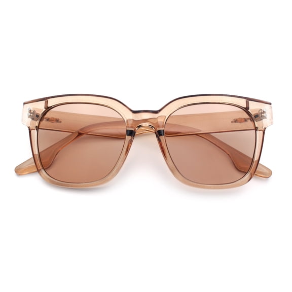 Womens Fun Pop Color Oversized Horn Rim Retro Plastic Fashion Sunglasses [Beige]