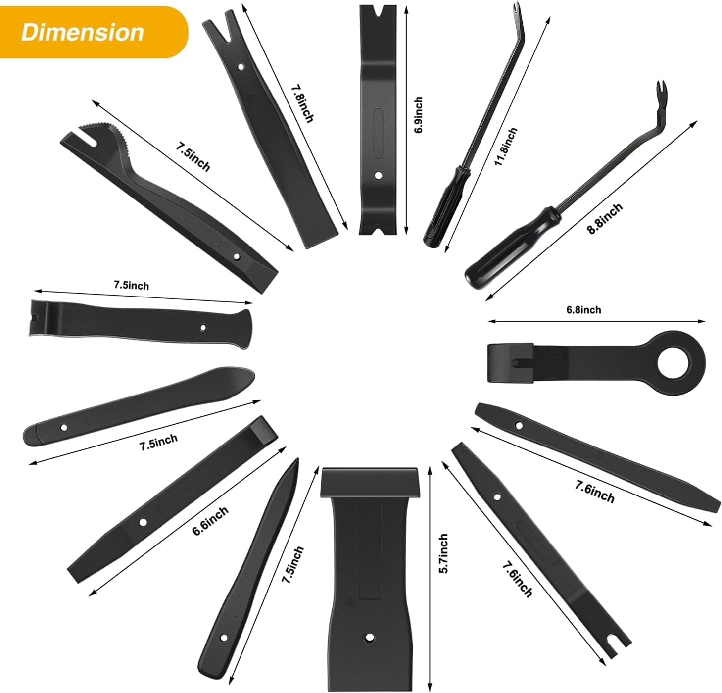 chasenew 5 PCS Nylon Auto Trim Removal Tool Kit No-Scratch Removal Tool Kit for Car Clip Panel & Audio Dashboard Dismantle Black