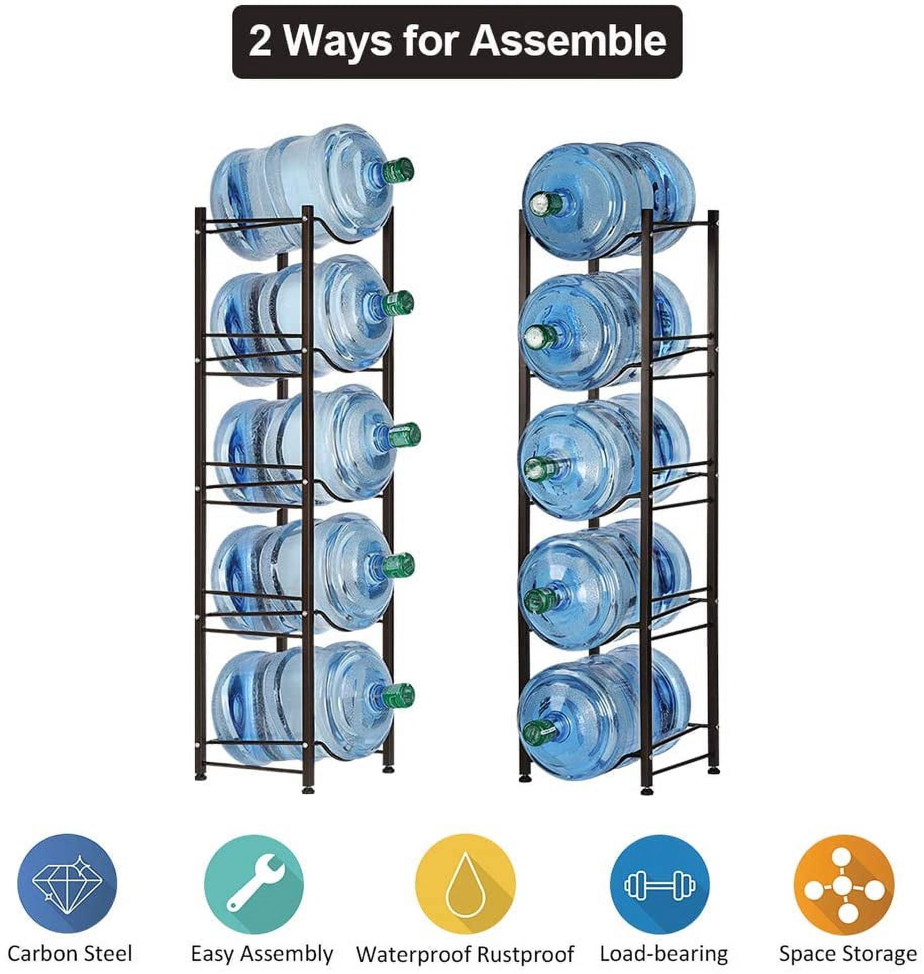 5 Tier Dark Brown Water Cooler Jug Rack, 5 Gallon Water Jug Holder Heavy Duty Storage Rack