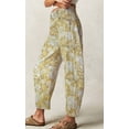 thumbnail image 4 of sicmoss Women's Yellow Cotton Printed Mid Rise Baggy Barrel Jeans Wide Leg Y2K Patchwork with Pockets, 4 of 7