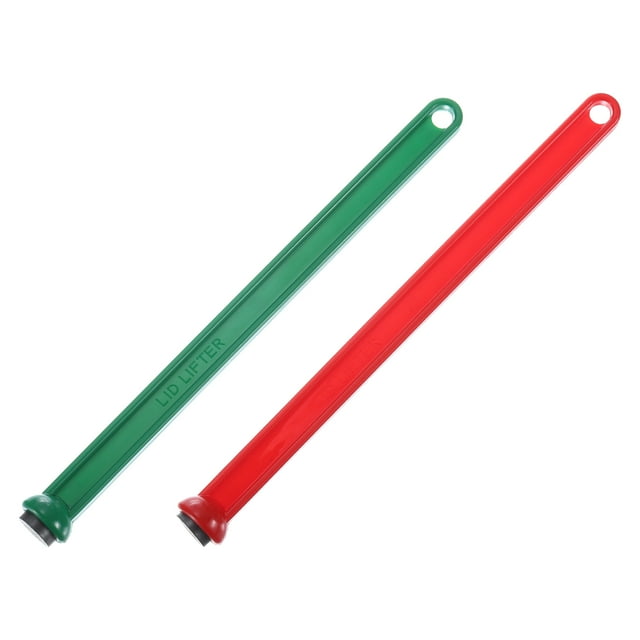 2uds Tarro Tapa Levantador Enlatado Kits, Enlatado Magnéticas Tapas para Ollas, Conservas Suministros, Verde y Rojo