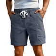 thumbnail image 3 of Jinhomg Men’s Cargo Bermuda Shorts Elastic Drawstring Waist Snap Flap Pockets Lightweight Knee Length Casual Outdoor Work Shorts Gray,XXL, 3 of 9