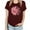 Wine, variant on ICHUANYI Women's Stylish Crewneck Print Short Sleeve T-shirt Casual Loose Shirt Tops Cloth New Trending
