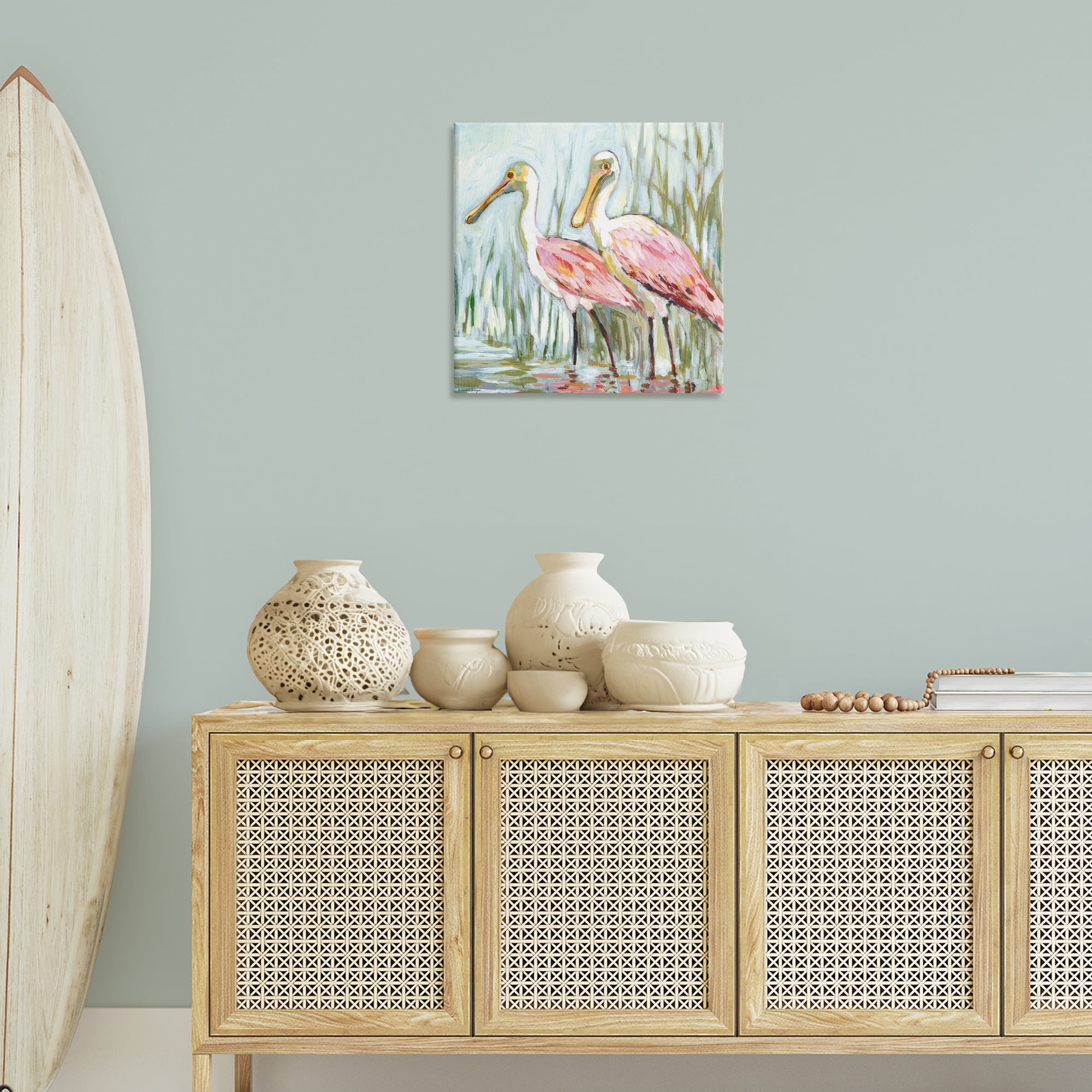 Stupell Industries Spoonbill Birds Pair Animals Painting Wrapped Canvas Canvas Art Print Wall Art, 24 x 24