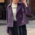 thumbnail image 6 of UQJfacai Womens Faux Suede Cropped Jacket Casual Lightweight Double Breasted Short Trench Coat Fall Winter Fashion Coats Outerwear, 6 of 7