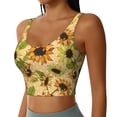 thumbnail image 2 of Daiia Sunflowers Printed Women's Sports Bra, Breathable Activewear Bra with U-Back Design and Removable Pads, Comfortable and Supportive for Yoga, Workout-Large, 2 of 8