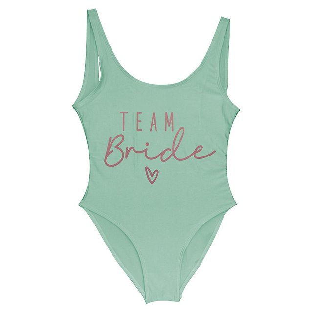 S-3xl Gold Print Team Bride One-piece Swimsuit Squad Women Swimwear Bachelorette Party Swimsuit Summer Beatchwear Bathing Suit