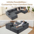 thumbnail image 4 of Modular Sectional Sofa Bed, Cloud Sectional Couch, Upholstered Chenille Boneless Couch Sofa Set for Living Room Bedroom No Assembly Required., 4 of 7