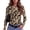 Brown(Floral Print), variant on Going Out Tops for Women Long Sleeve Ribbed Fitted Slim Novelty Floral Print Tee Blouses Trendy Fall Basic Holiday Crew Neck Casual T-Shirts L