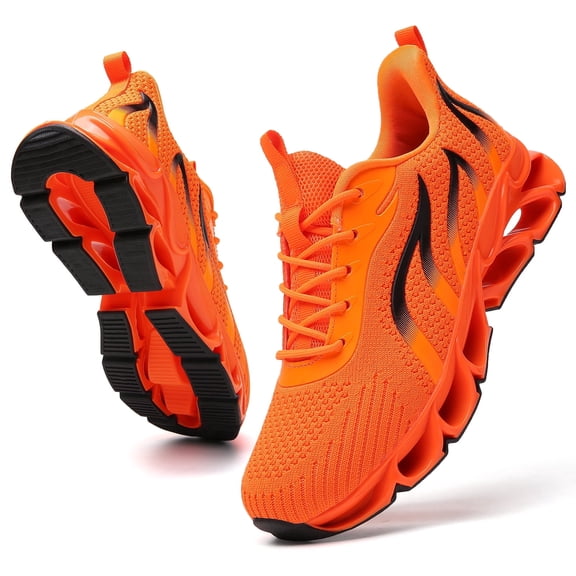 Sneakers for Women Slip on Fashion Sport Running Tennis Athletic Walking Shoes Gym Runner Trail Shoes Orange Size 9