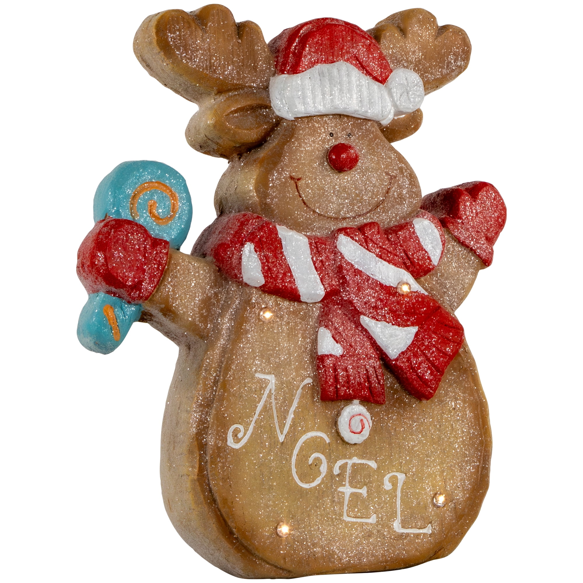 14" LED Lighted Gingerbread Reindeer "NOEL" Tabletop Christmas Figurine
