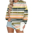 thumbnail image 3 of gbyLJF Women's Casual Pocket Hoodie Multi-color Printed Round Neck Long Sleeve Sweatshirt Regular Fit Drawstring Hooded Pullover Tops, 3 of 6