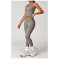 thumbnail image 4 of PISONIC Womens Workout Sets Two Piece Spaghetti Straps Tank Top Matching High Waist Leggings Gym Work Out Outfits with Pockets, 4 of 7