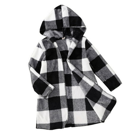 

Winter Casual Kids Boys Outerwear Toddler Child Kids Girls Long Sleeve Plaid Patchwork Hooded Jacket Winter Coats Outer Outfits Clothes