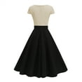 thumbnail image 3 of Women's Color Block Rockabilly Dress Vintage Casual Short Sleeve A-line Dresses Prom Party Cocktail Attire for Summer, 3 of 5