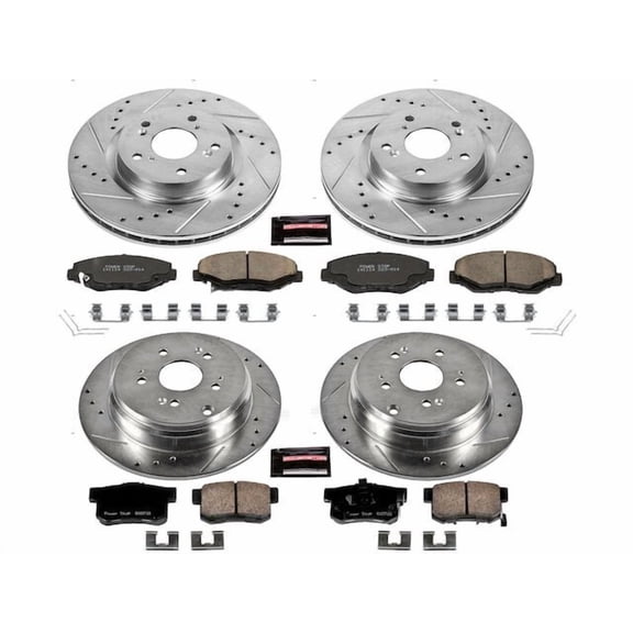 Front and Rear Brake Pad and Rotor Kit - Compatible with 2012 - 2016 Honda CR-V FWD - Power Stop
