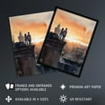 thumbnail image 3 of Rooftop Romance Watercolour Painting Blue Orange Couple Watching City Sunset Bedroom Art Artwork Framed Wall Art Print A4, 3 of 5