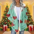 thumbnail image 2 of successthop Cozy Cardigans for Women Flannel Fuzzy Coat with Pockets Long Sleeve Hooded Streetwear Heart Outwear Green, 2 of 5