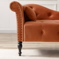 thumbnail image 4 of Miniyam Velvet Chaise Lounge, Tufted Accent Chaise Chair with Pillow for Living Room Bedroom, Orange, 4 of 8