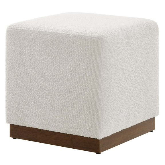 Ottoman Accent Chair, White Walnut, Fabric, French Living Lounge Cafe Lobby Hospitality Restaurant, Modern Contemporary HB36575