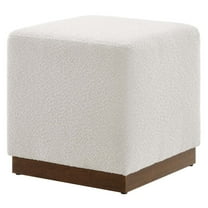 Ottoman Accent Chair, White Walnut, Fabric, French Living Lounge Cafe Lobby Hospitality Restaurant, Modern Contemporary HB36575