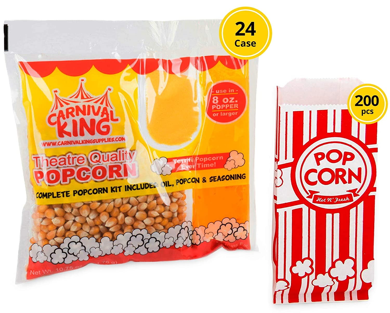 Carnival King Popcorn Kits [24pcs, 8 ounce] Popcorn Machine Popcorn