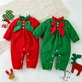 thumbnail image 6 of KelaJuan Baby Girls Christmas Romper Contrast Color Cute Bow Long Sleeve Jumpsuits for Newborn Infant Toddler Cute Clothes, 6 of 6