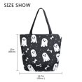 thumbnail image 5 of Open Top Canvas Tote Bag with Zipper Reusable Shopping Bag 13.5x15" Roomy Carryall Cute Cartoon Ghosts and Bones, 5 of 9