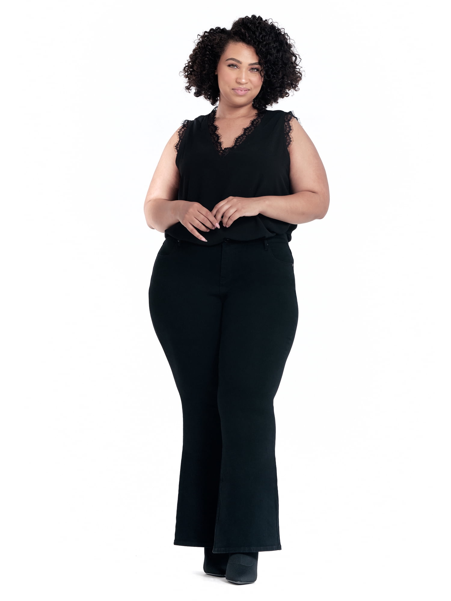 A3 Denim Women's Plus Size High Rise Flare Jeans