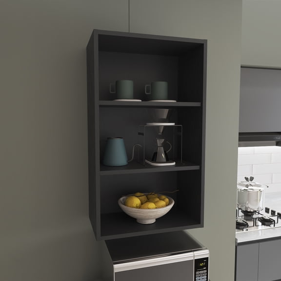 Wooden Cabinets, Eco 36" High Open 3-Tier Wall Cabinet, Wall Shelf, Storage Cabinet, Cube Shelf Bedroom, Office, Living Room, Garage Black, Black Living Room Cabinets,Cabinets With Doors