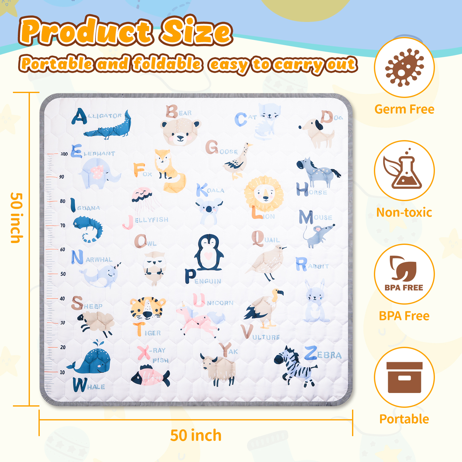 JoyStone Baby Play Mat 50" × 50" Crawling Mat with Anti-Slip photo 2