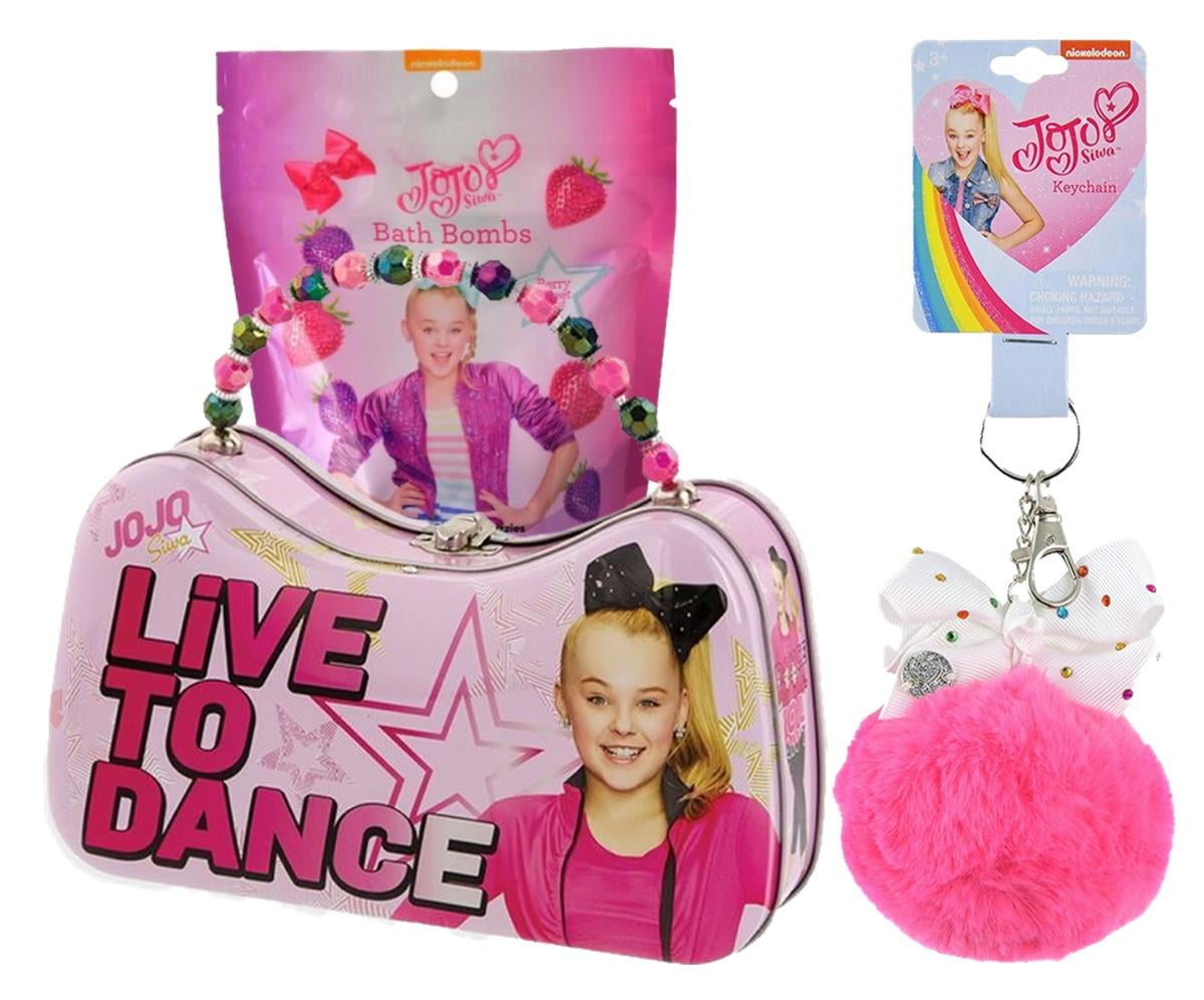 JoJo Siwa Tin Purse, Bath Bombs and Pom Pom Key Chain Set