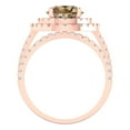 thumbnail image 4 of 2.68 ct Brilliant Round Cut Champagne 14K Rose Gold Halo Solitaire with Accents Engagement Bridal Wedding Ring Band Set size 6.75, 4 of 7