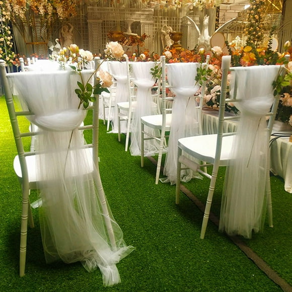 Soft Cloth Yarn Wedding Ceiling Back Chair Aerial Wedding Decoration Home Decor