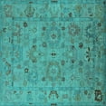 thumbnail image 1 of Ahgly Company Machine Washable Indoor Square Oriental Turquoise Blue Industrial Area Rugs, 5' Square, 1 of 4