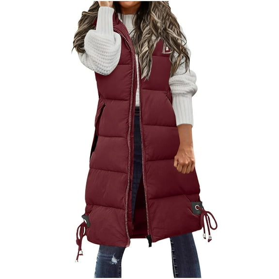Long Vest For Women Sevevn Womens Long Puffer Vest Winter Sleeveless Puffy Jacket Warm Quilted Vest 2025