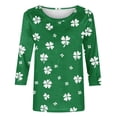 thumbnail image 4 of Fznquz Green Blouses for Women Casual Fall Casual Winter Shirts St Patric 3/4 Sleeve Crew Neck Clothes Women,S, 4 of 5