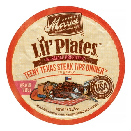 Merrick Lil' Plates Grain-Free Teeny Texas Steak Tips Dinner Small Breed Wet Dog Food, 3.5 oz, Case of