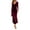 Wine Red L, variant on Fall Spring Women Evening Dress Long Sleeves Slim Fit Pure Color Fishtail Hem Velvet V Neck Prom Cocktail Party Midi Dress