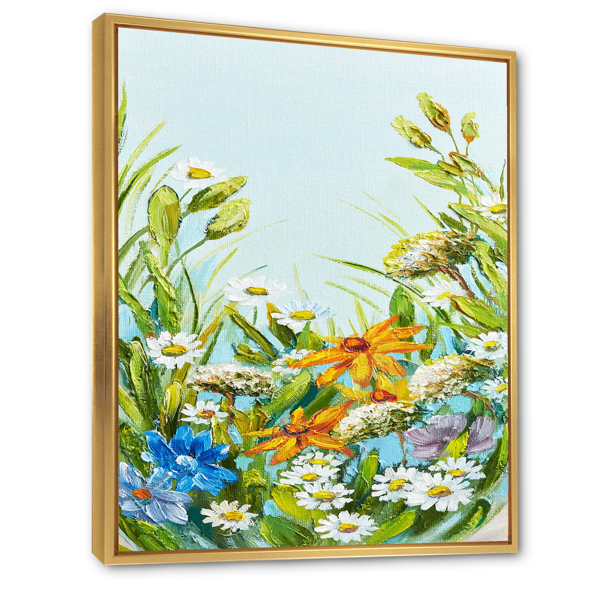 Designart 'Still Life Of Colorful Wildflowers With Leaves II' Traditional Framed Canvas Wall Art Print