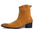 thumbnail image 2 of OSSTONE Dress Boots Chelsea Designer Boots for Men Zipper-up Leather Casual Heel Shoes JY002-Yellow-13 Suede Yellow, 2 of 6