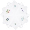 thumbnail image 1 of paquete de 12 pañuelos de algodón para mujeres y mujeres, pañuelo de encaje con bordado floral, Blanco, 11 Pulgadas, 1 of 4