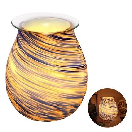 

2 in 1 Aroma Lamp Glass Blue Golden Colored Glaze Delicate Exquisite Scented Air Fresher Ambient Night Light for Home Bedside Yoga