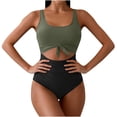 thumbnail image 2 of Antinious Women Solid Waist Cutout Skirt Style Split Bikinis Set, 2 of 3