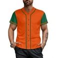 thumbnail image 2 of Baseball Short Sleeve Button Down Team Orange Jersey Baseball Team Sport Uniforms for Men, 2 of 5