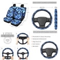 thumbnail image 2 of Yuyamidu Boho Sea Turtle Auto Seat Covers Full Set of 13 with Steering Wheel Cover Seatbelt Shoulder Pad Blue Hibiscus Trash Bin Rearview Mirror Cover Coasters Keychain Car Interior Set, 2 of 5