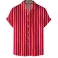 thumbnail image 5 of Camisa hawaiana con rayas geométricas para hombre, estampado 3D de lunares, manga corta, camisas de verano con solapa, blusa con botones de gran tamaño y estilo urbano, 5 of 5