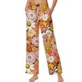 thumbnail image 2 of Psesaysky Women's Wide Leg Pants with Pockets High Waist Adjustable Knot Loose Casual Trousers Business Travel Casual Pants (70s Hippie Floral Print), Size XL, 2 of 7
