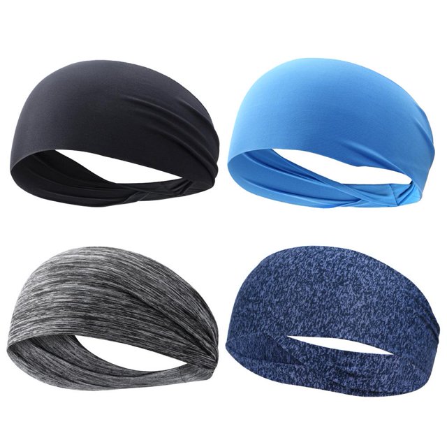 Diadema elástica para hombres y mujeres, tocado transpirable con absorción de sudor (negro)